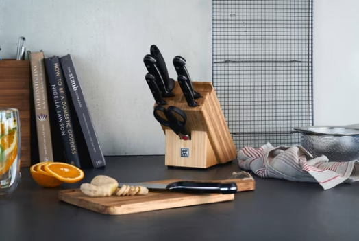Talheres Bloco de Facas TWIN Chef 2 ZWILLING (8 peças), bloco de facas com 5 facas + 1 tesoura + 1 aço de afiar, bambu