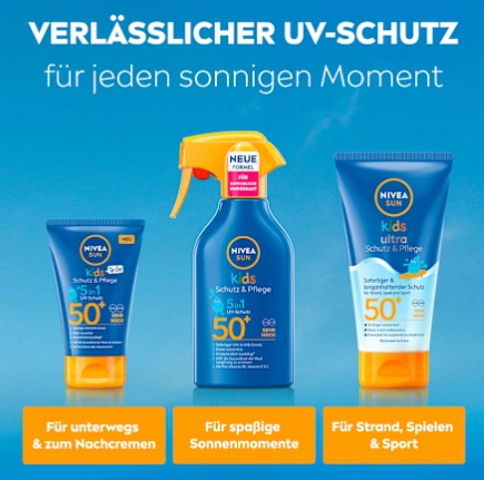 Protetor Solar NIVEA SOL Proteção e Cuidado Solar para Crianças, FPS 50+, 250 ml