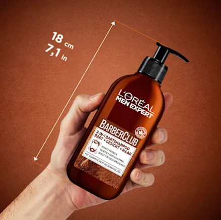 L'ORÉAL PARiS Shampoo Barba Barber Club 3 em 1, 200 ml