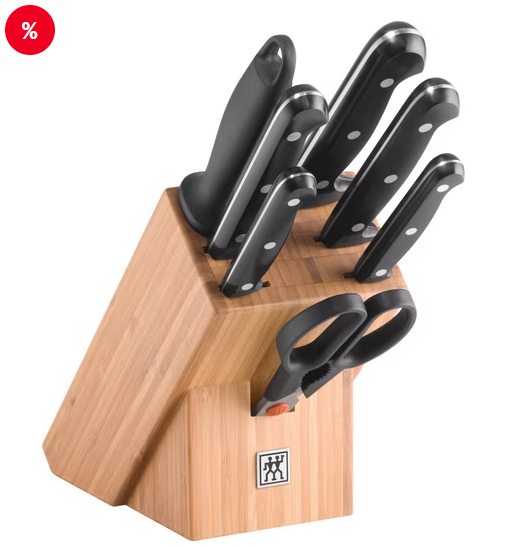 Talheres Bloco de Facas TWIN Chef 2  ZWILLING (8 peças), bloco de facas com 5 facas + 1 tesoura + 1 aço de afiar, bambu