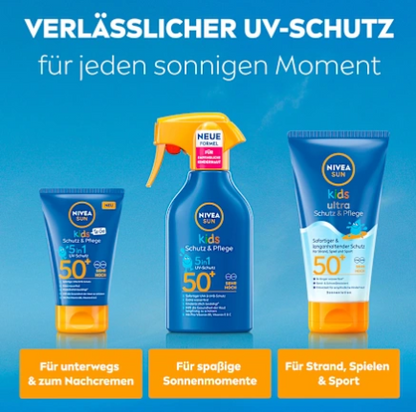 Protetor Solar NIVEA SOL Proteção e Cuidado Solar para Crianças, FPS 50+, 250 ml